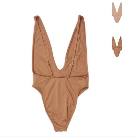 Natural Low V-Neck Cheeky One Piece Swimsuit - Picture 3 of 4